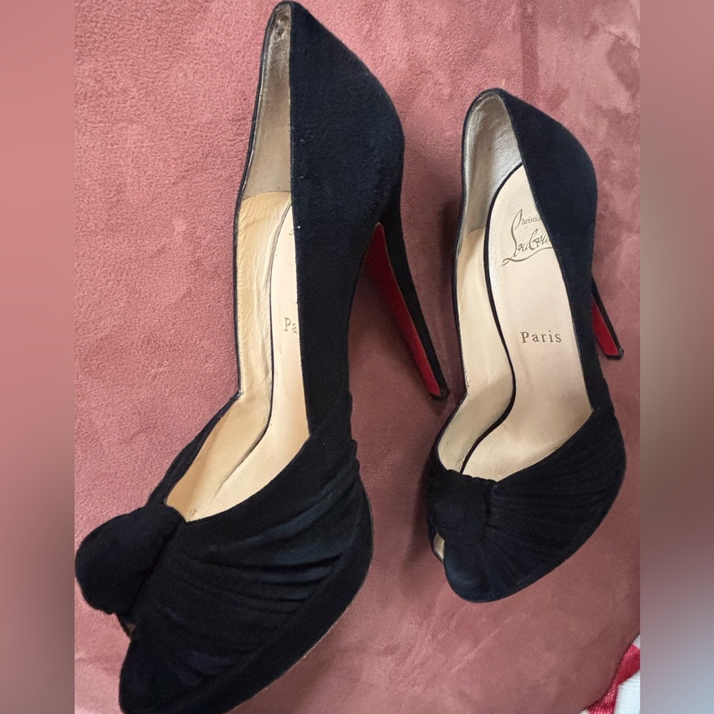 Vintage Christian Louboutin Black Suede Heels
